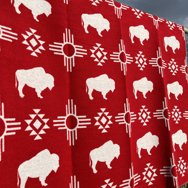 White Buffalo Red Premium Throw Blanket | Buffalo Cross