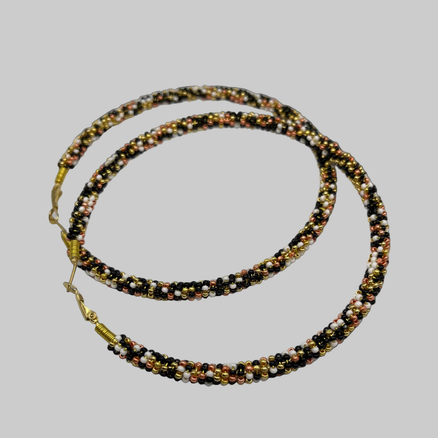 Beaded hoop earrings by Alysha Brown, 4 inch