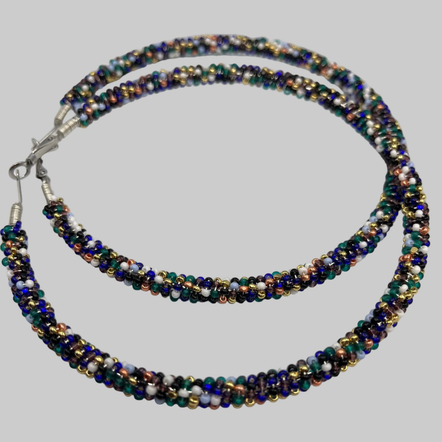 Beaded hoop earrings by Alysha Brown/Swampy Cree, 4 inch