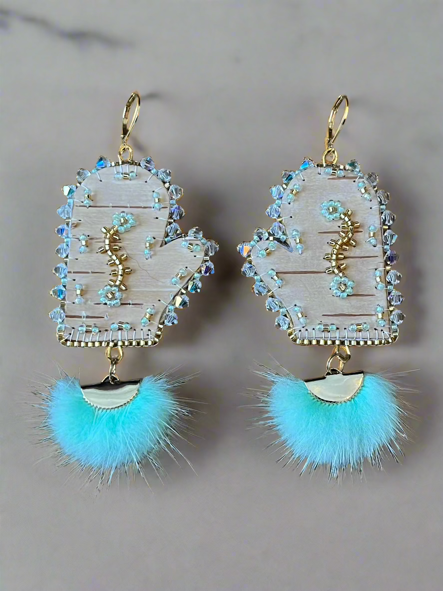 Birch Bark Mitten Earrings