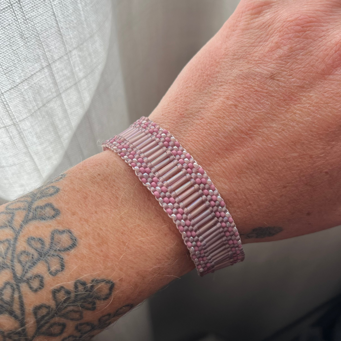 Large Matte Mauve Beaded Bracelet