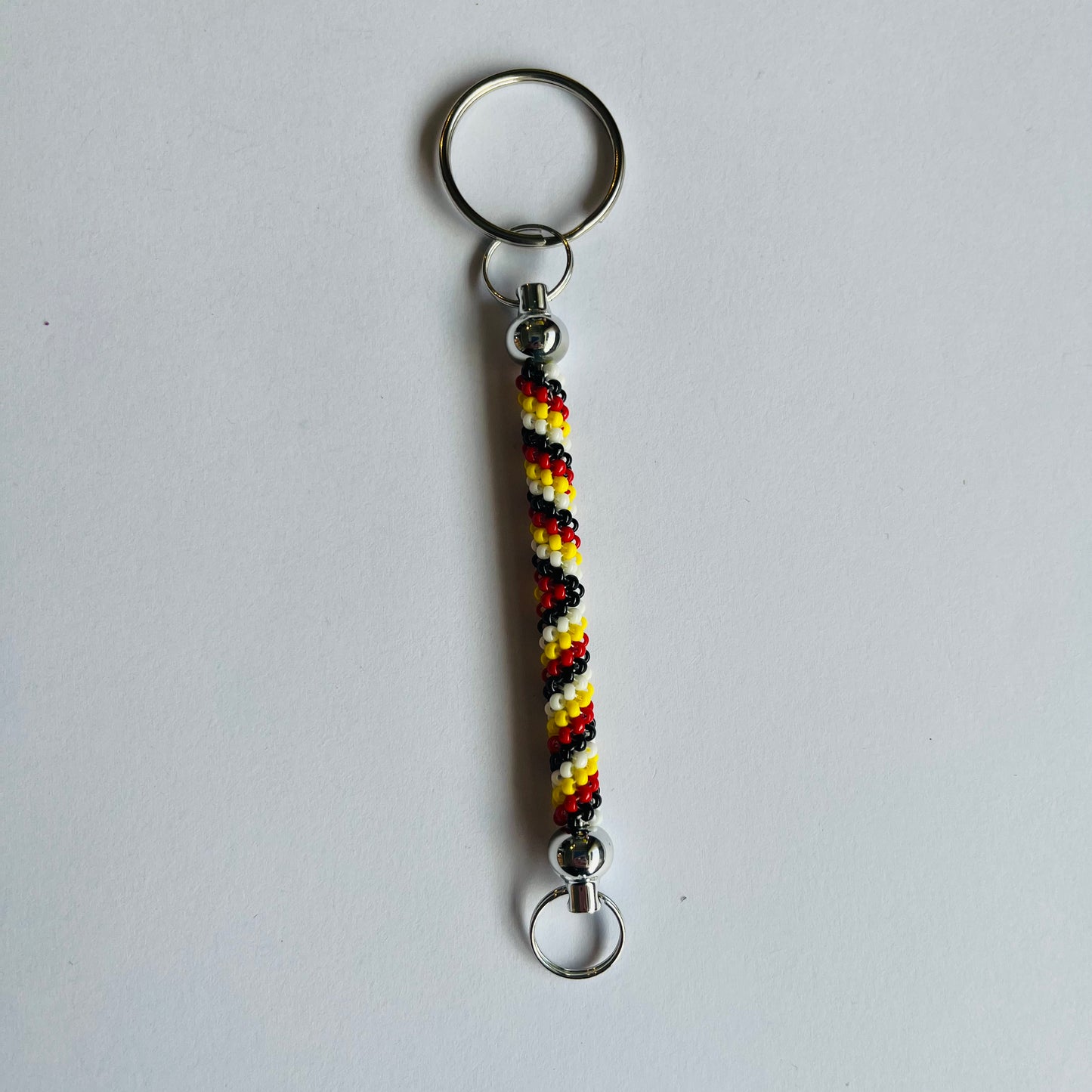 Beaded Key Chain - yellow, white, red, black