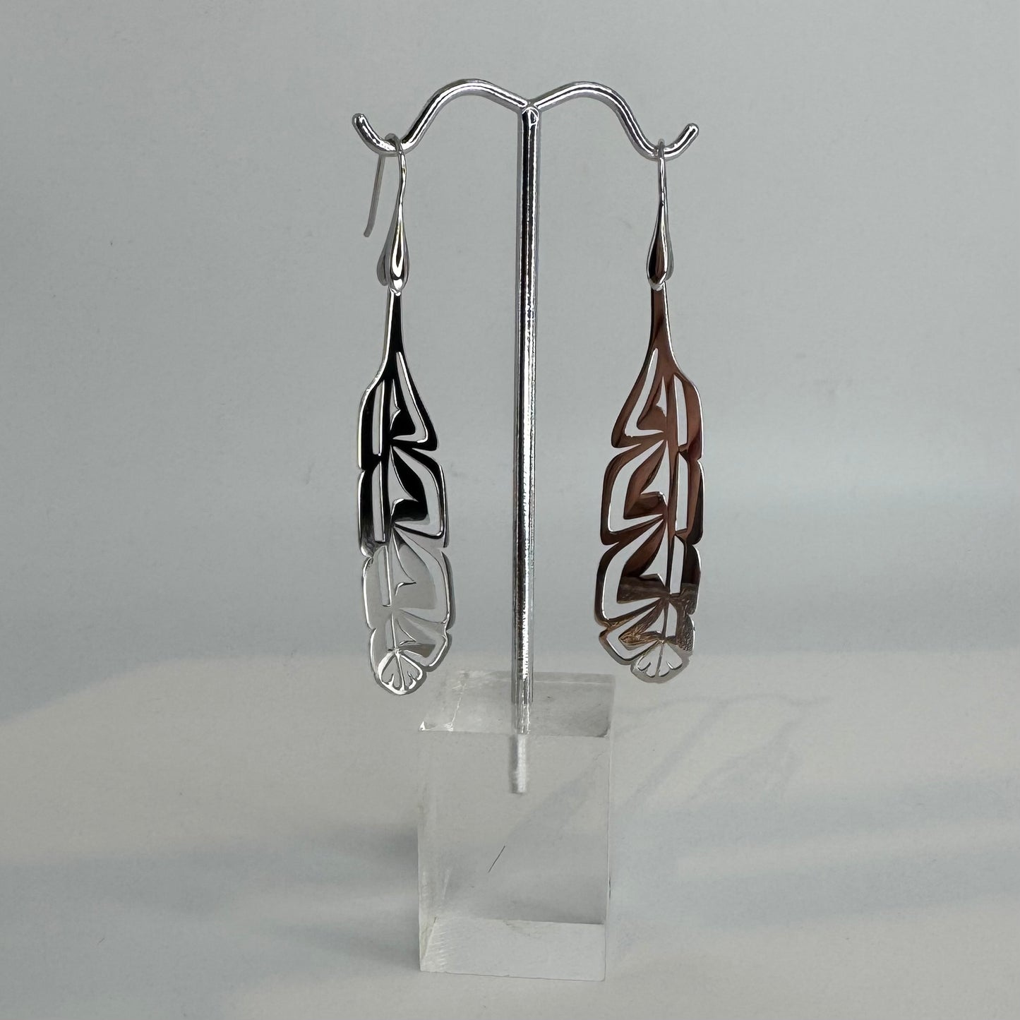 Manifesto Feathers - Large Silver Feather Earrings- Gina Mae Schubert
