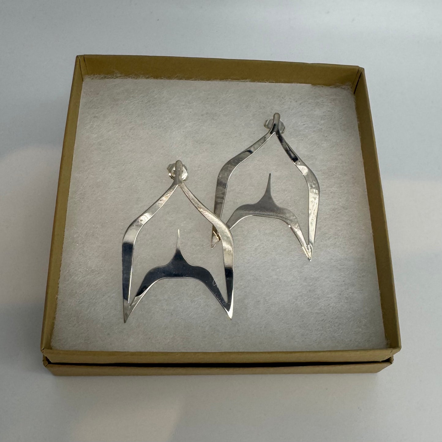 Whale Tale Large Silver "Ecstasy" Earrings- Gina Mae Schubert