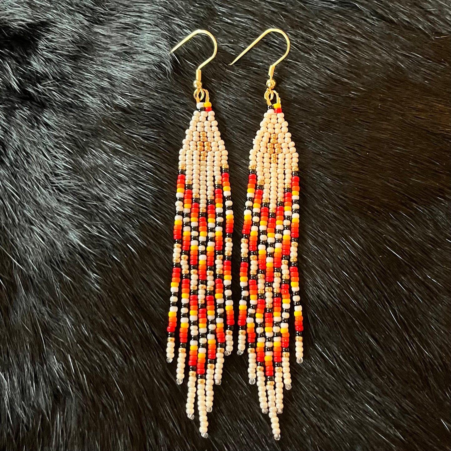 Medium Ivory Beaded Fringe Earrings