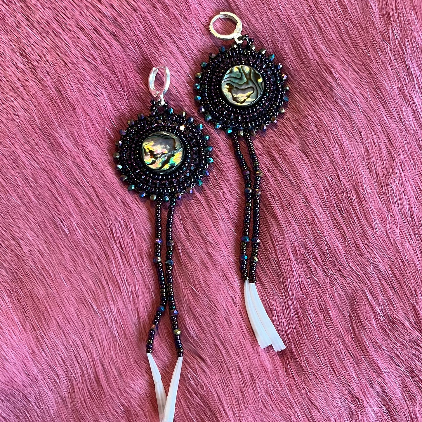 Flat Stitch Fringe Earrings