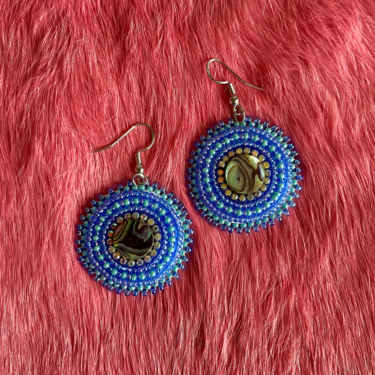 Water Abalone Flat Stitch Earrings