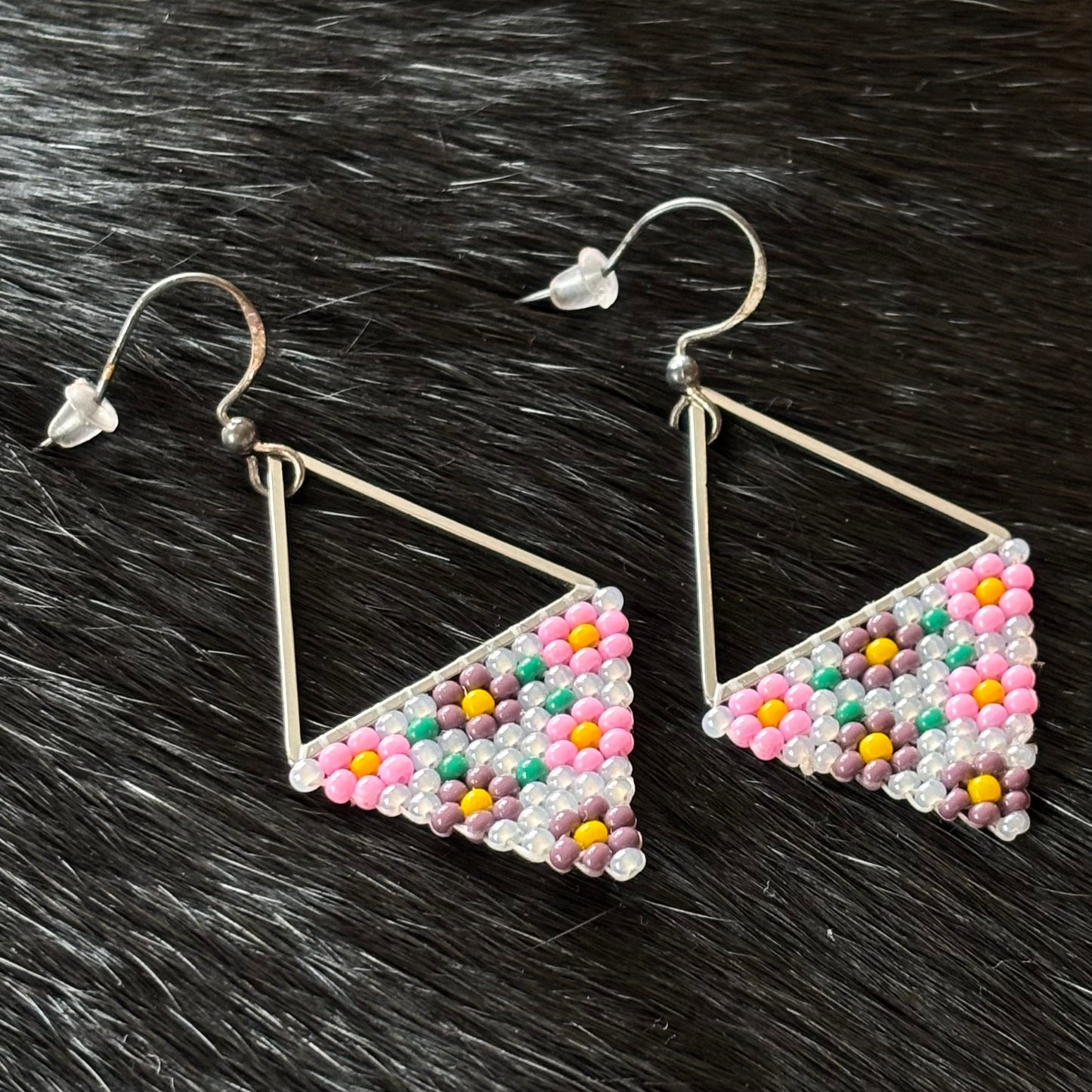 Flower Beaded Drop Earrings