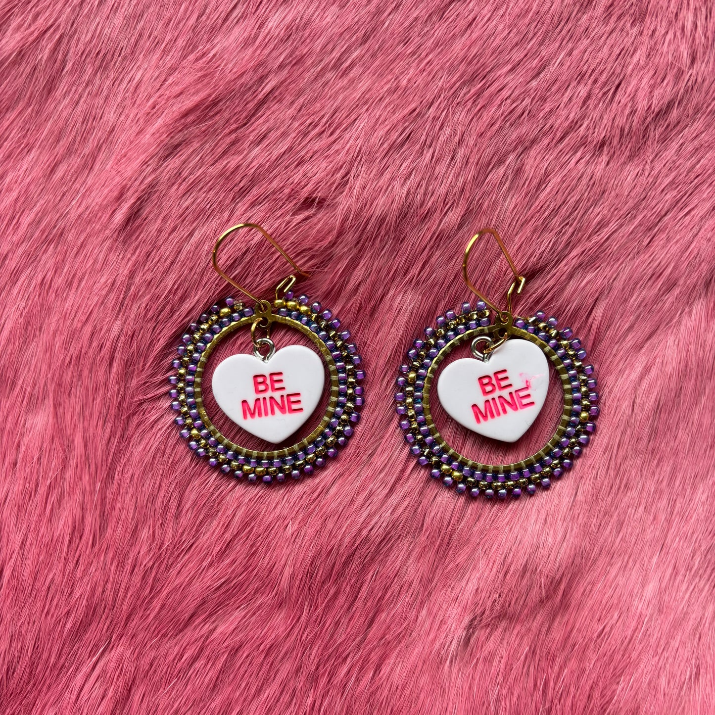 'Be Mine' Purple Dangle Hoop Earrings