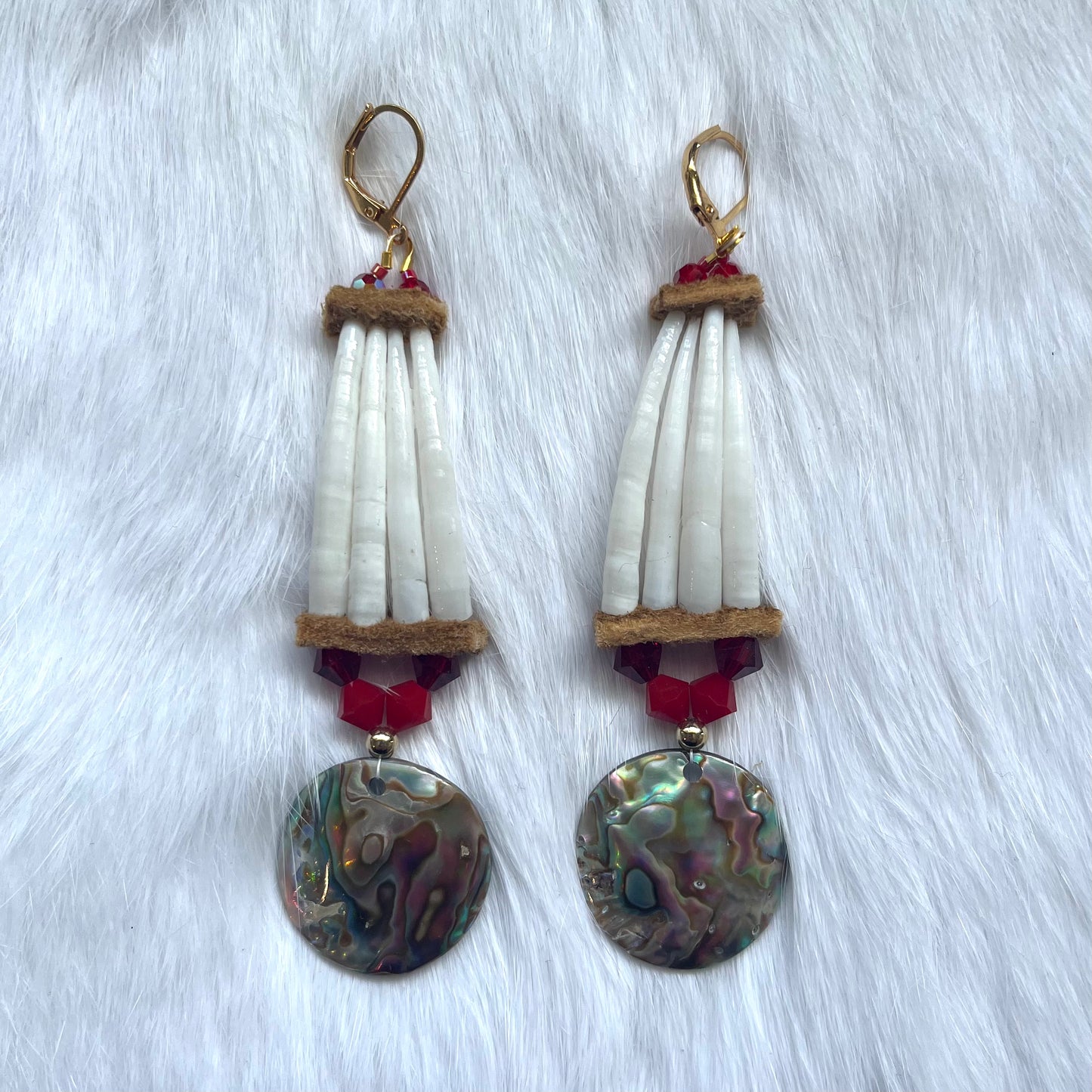 Red Dentalium Shell Earrings