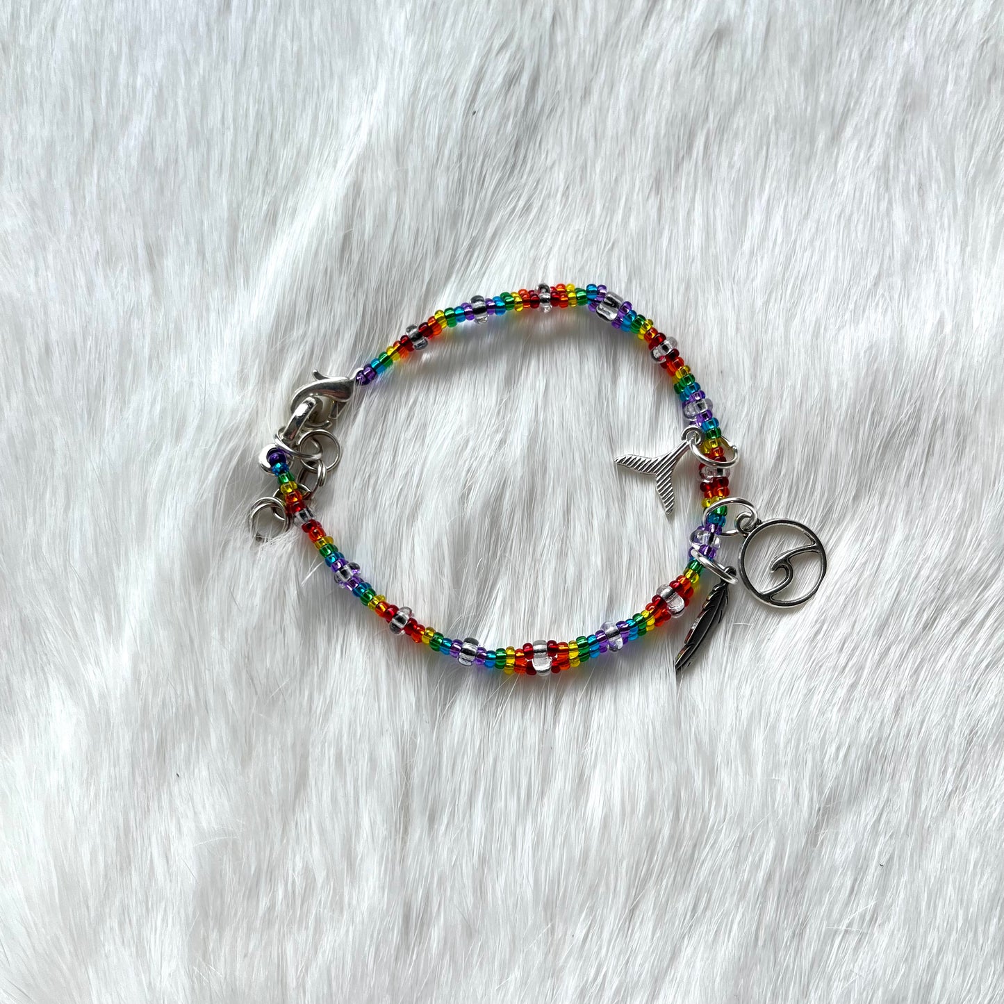 Rainbow Beaded Charm Bracelet