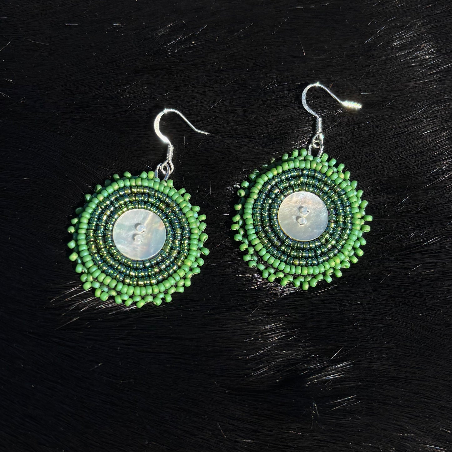 Circle Abalone Button Earrings