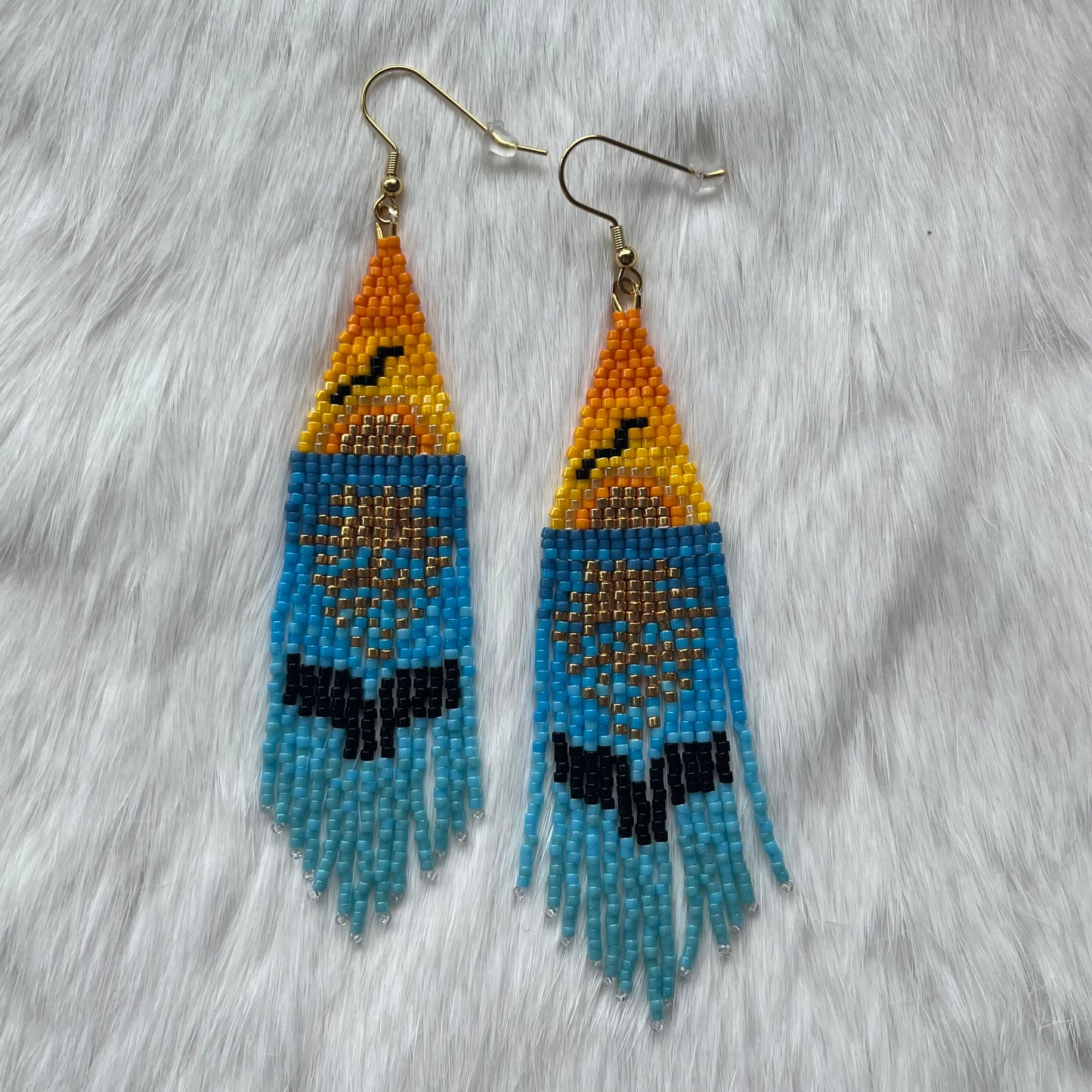 Sunset Whale Tail Fringe Earrings