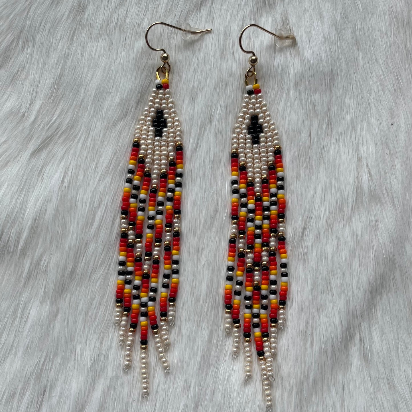 Ivory Medicine Wheel Fringe Earrings