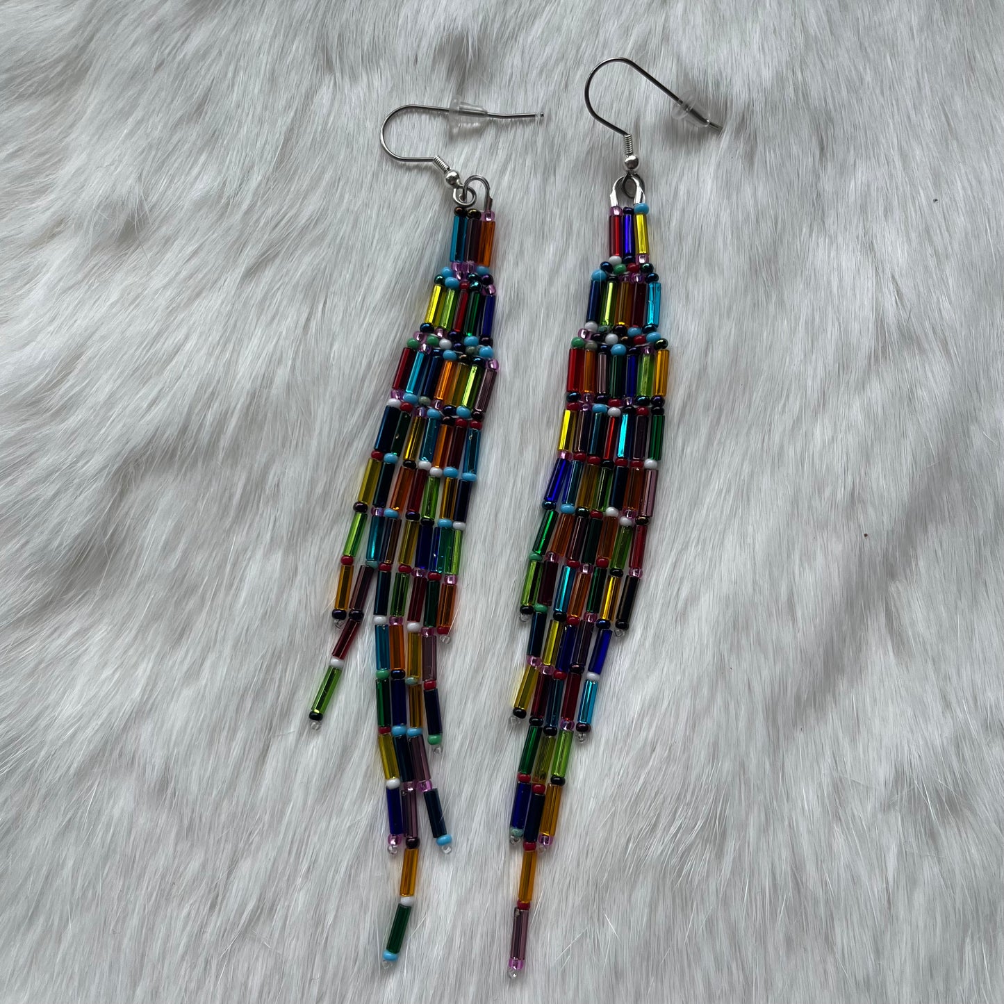 Vintage Bugle Bead Soup Fringe Earrings