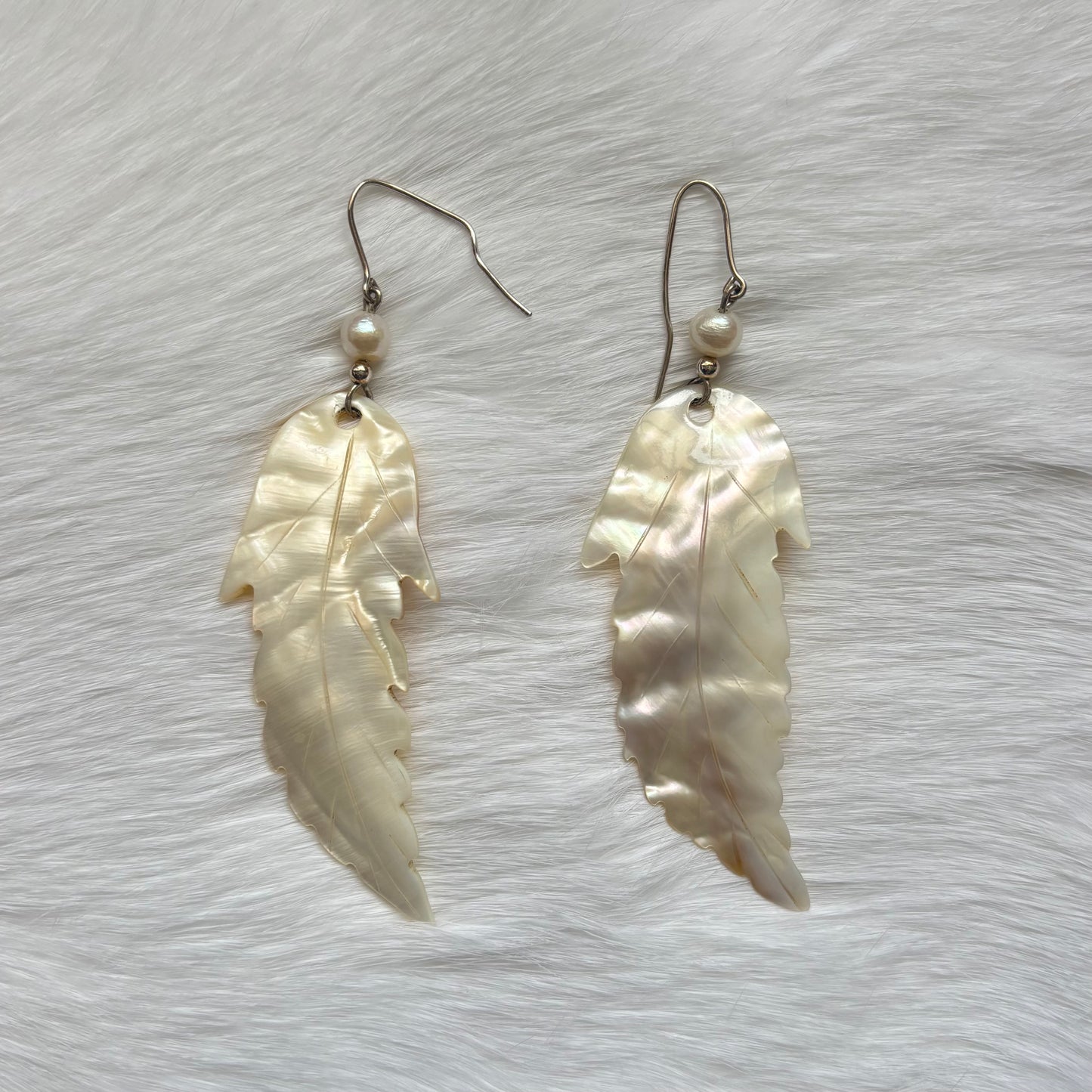 Mother of Pearl Feather Earrings