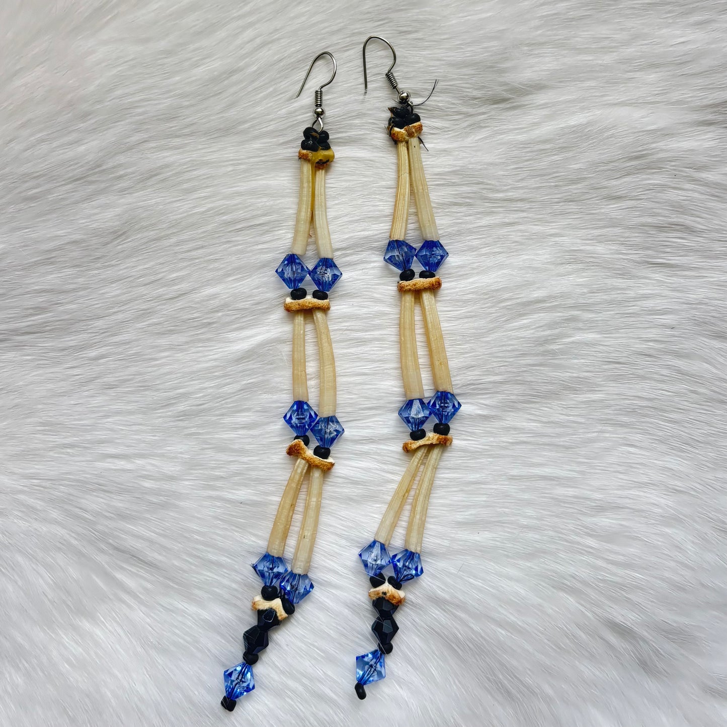 Purple Bead Dentalium Shell Earrings