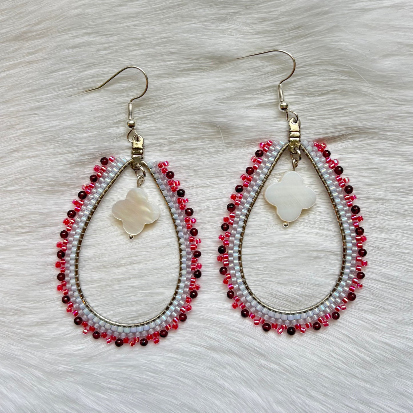 Pink and Blue Beaded Hoops
