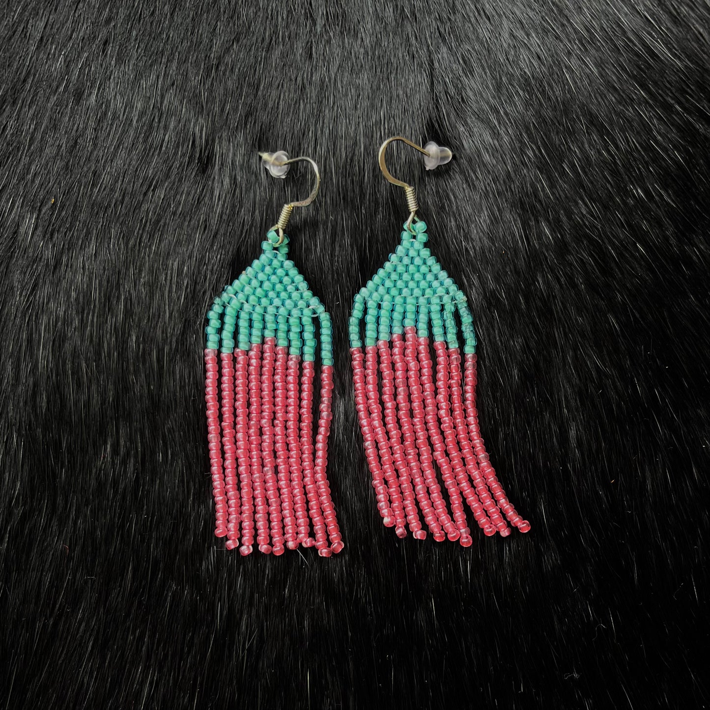Teal and Red Earrings