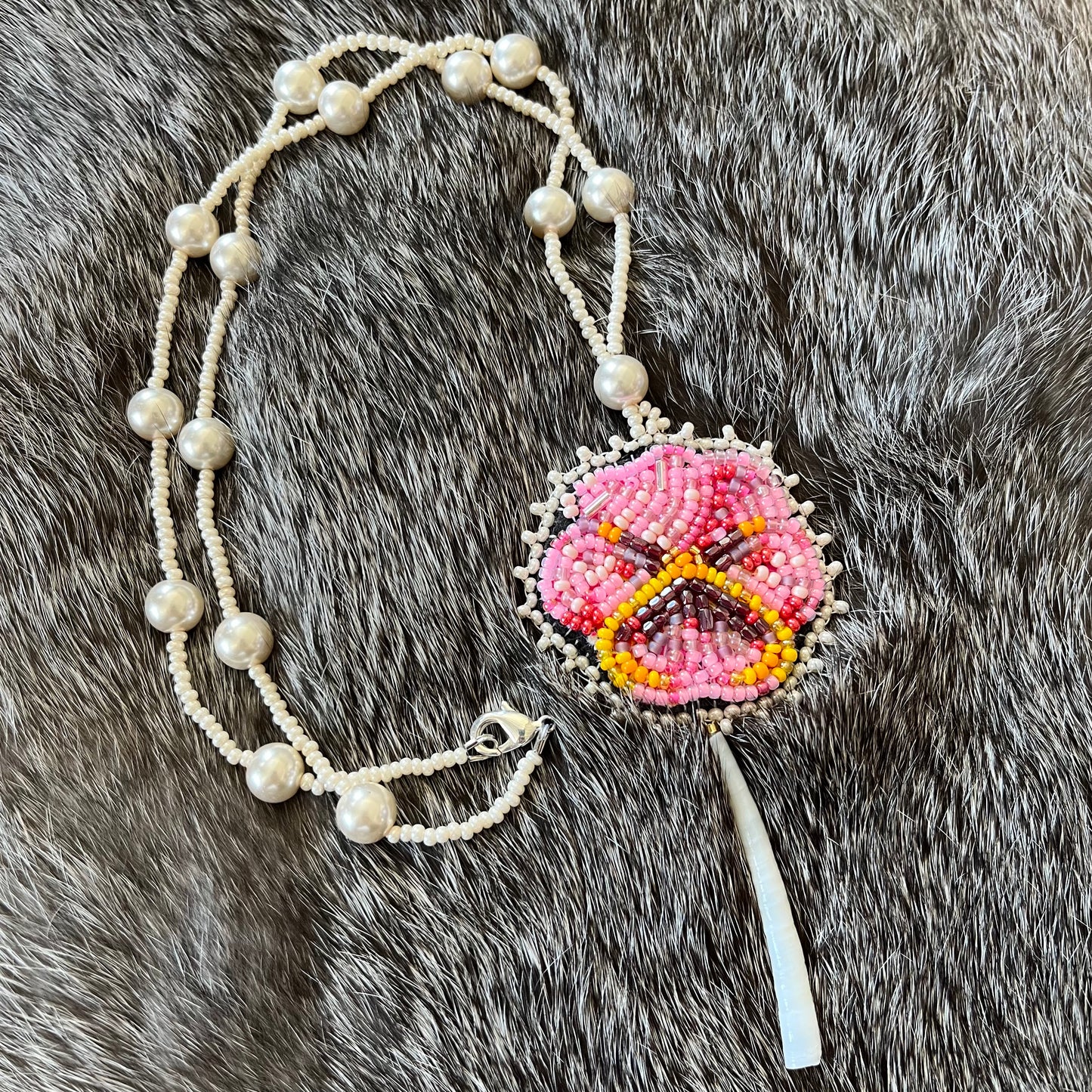Pansy Necklace with Dentalium