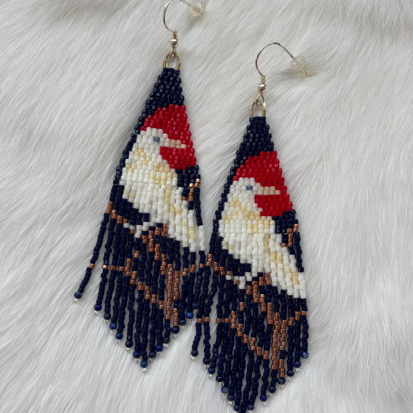 Spirit Raven with Red Moon Fronge Beaded EArrings