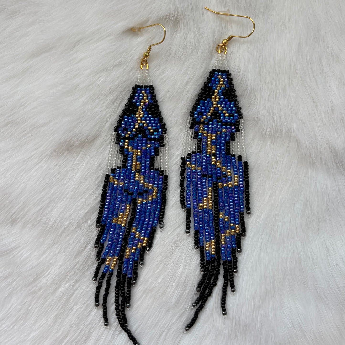 Blue Woman's Body Fringe Earrings