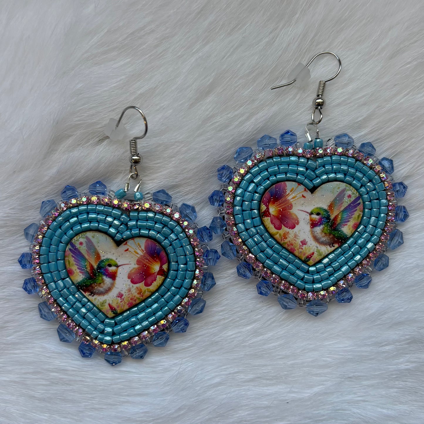 Hummingbird Flat Stitch Earrings