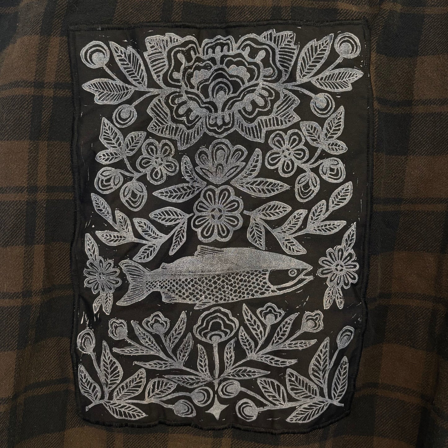 Métis Salmon Printed Button Up Jackets - Plaid Size Medium