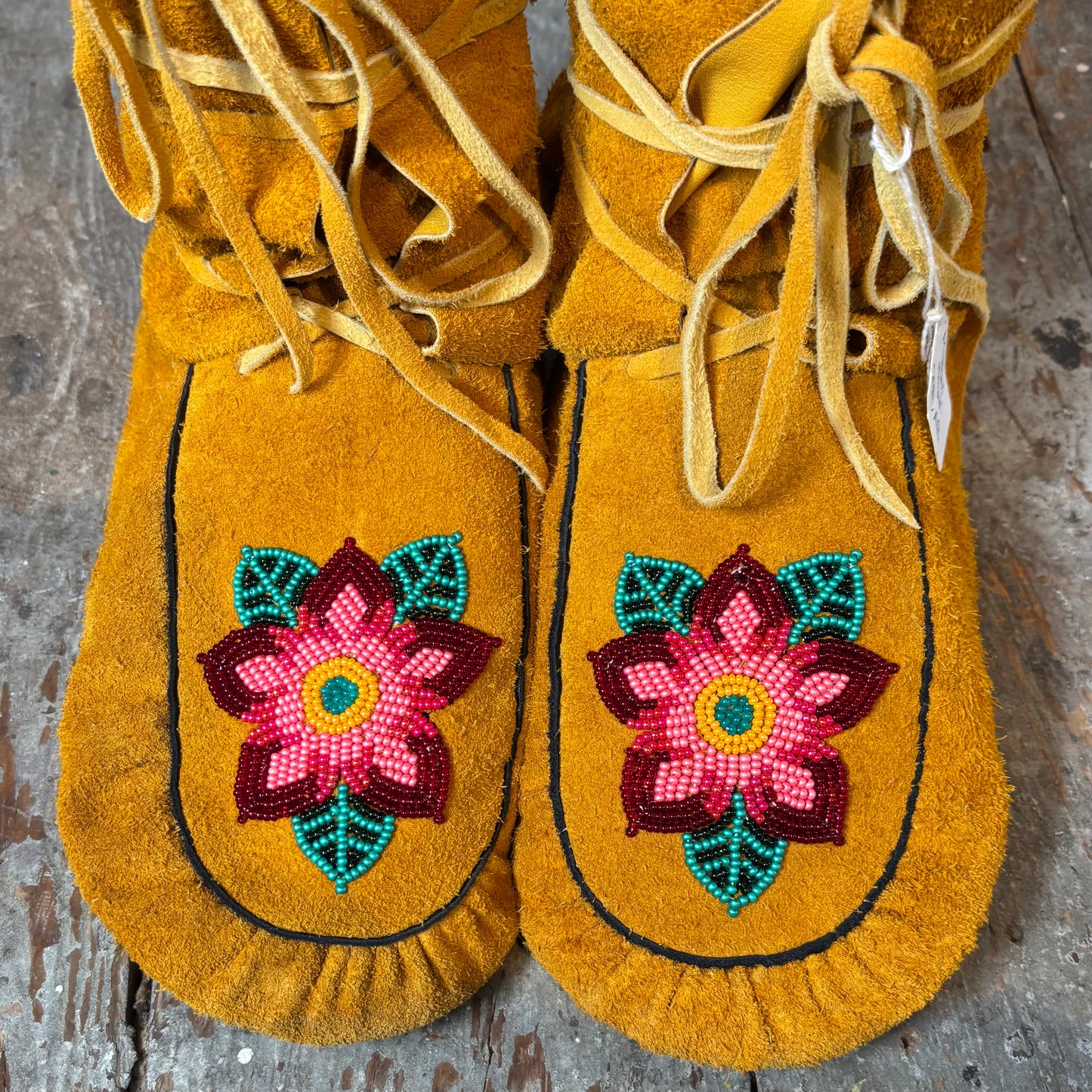 Pink Floral Wrap Around Moccasins - Size 10