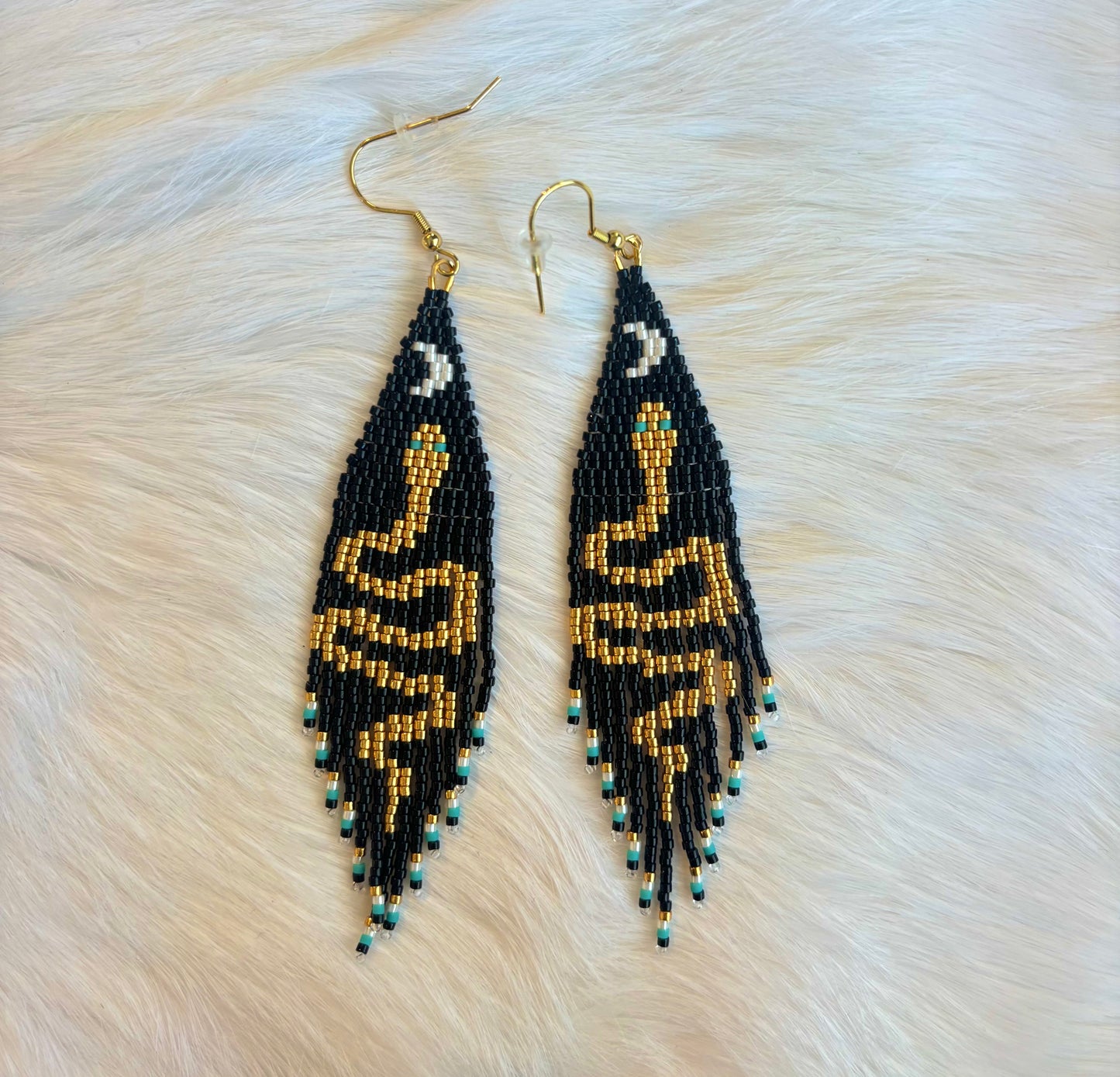 Snake and Moon Fringe Earrings