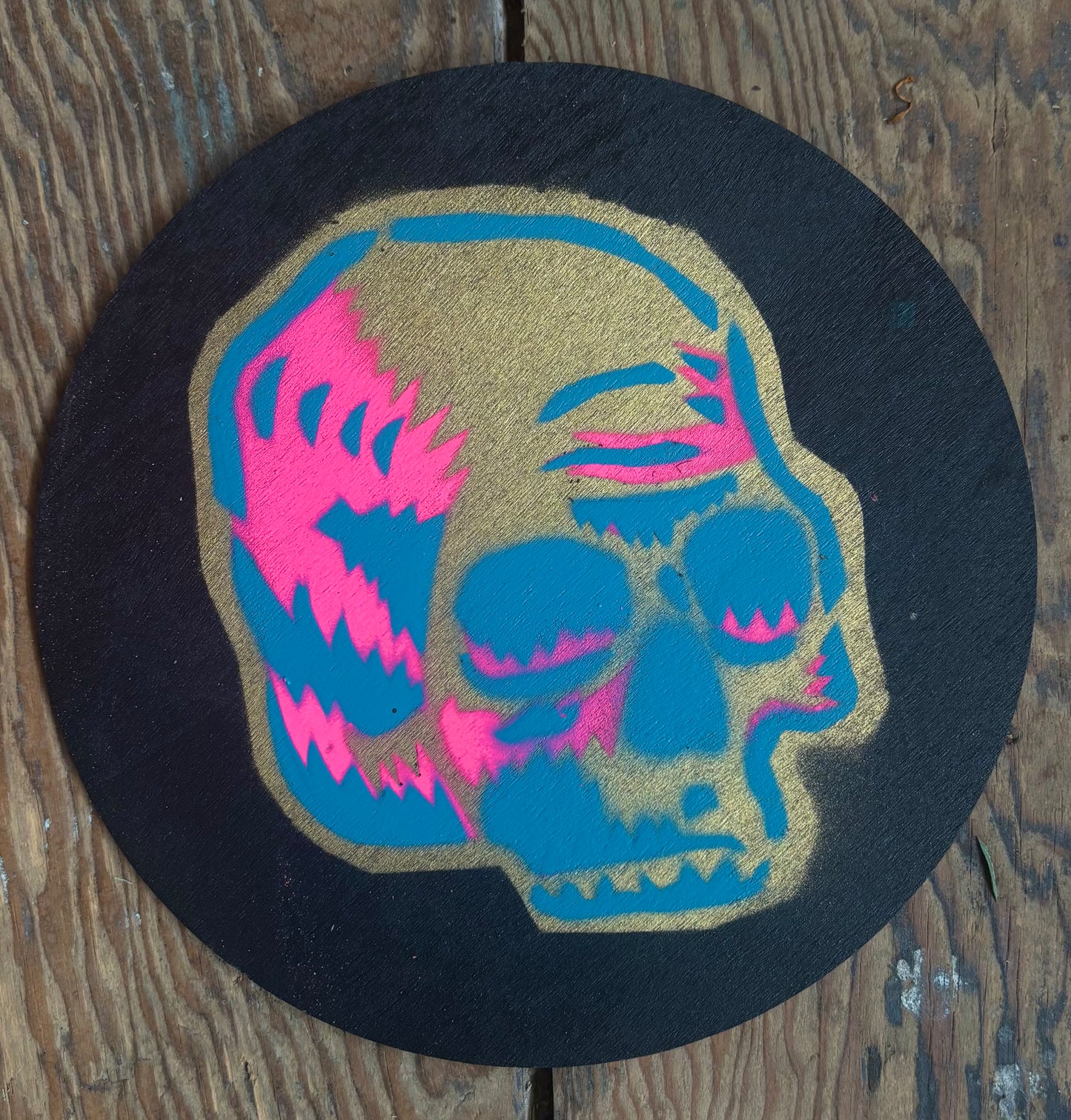 Circle Spray Paint Painting Skull