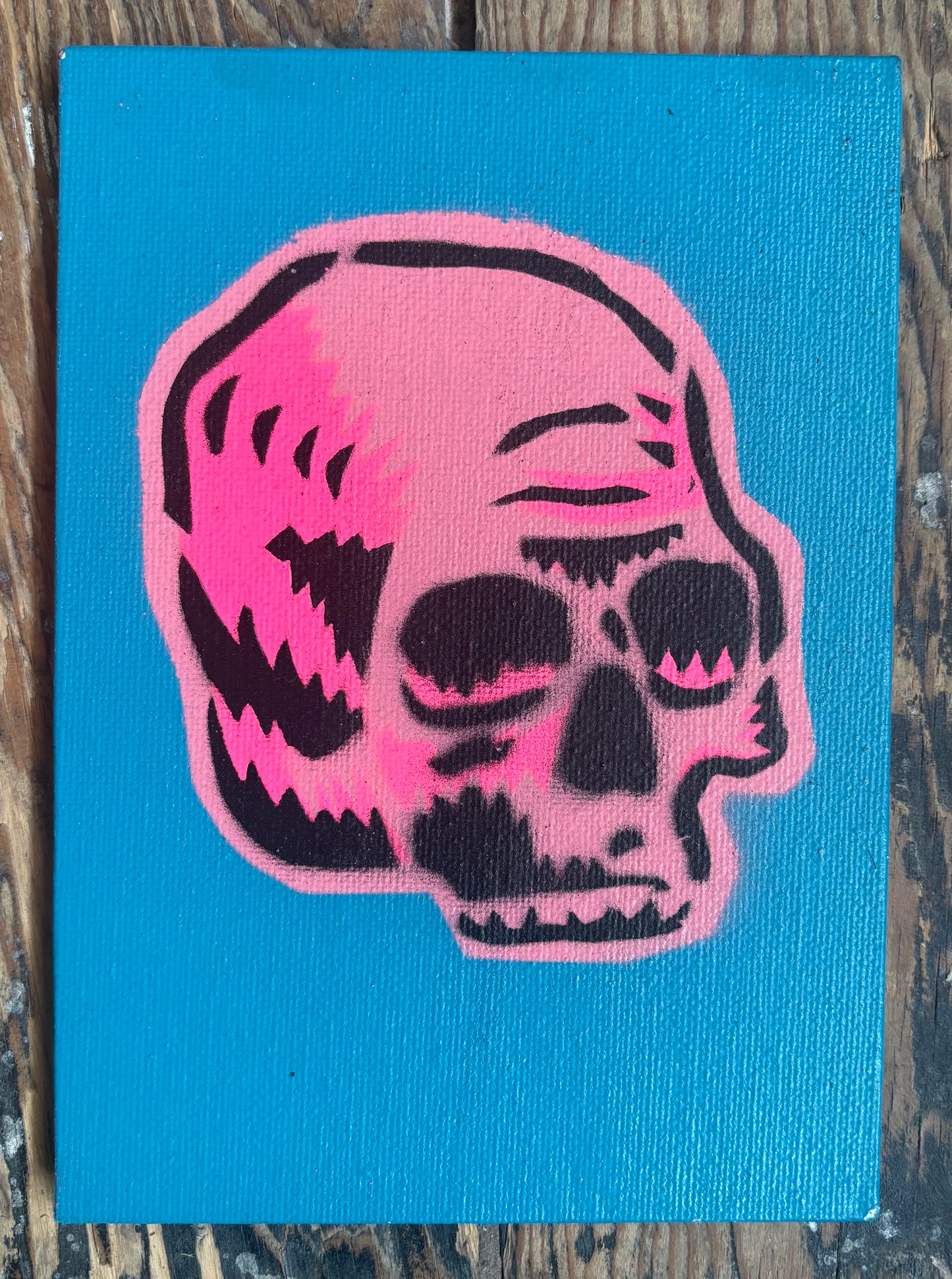 Spray Paint Painting Blue Skull