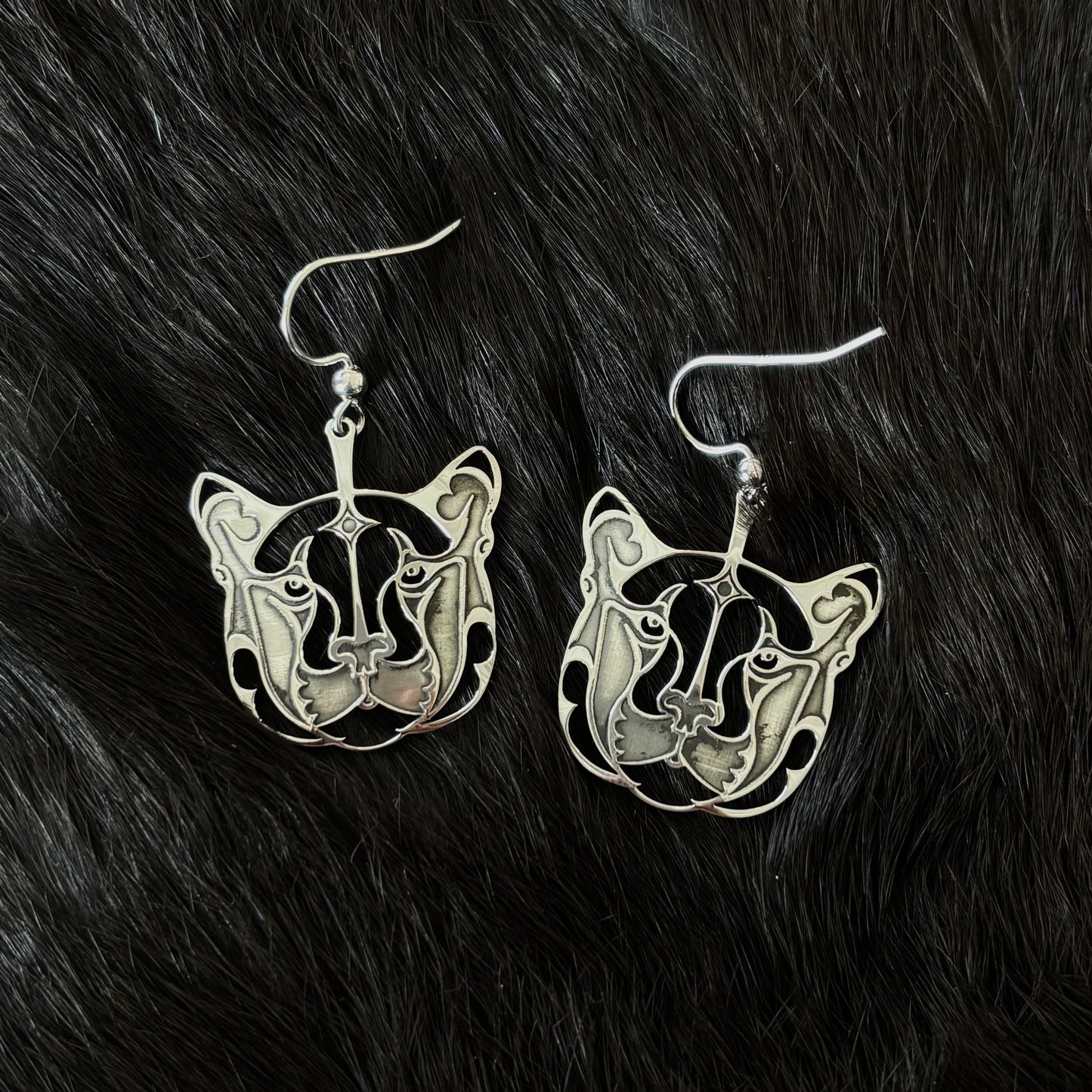 "Cougar" Silver Dangle Earrings - Gina Mae Schubert