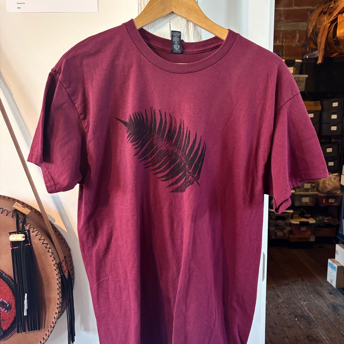 Fern Printed T-Shirt (Burgundy)