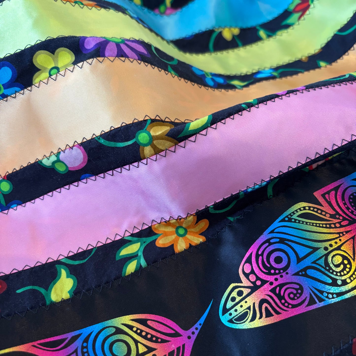 Kokum Floral Rainbow Ribbon Skirt- With Pockets