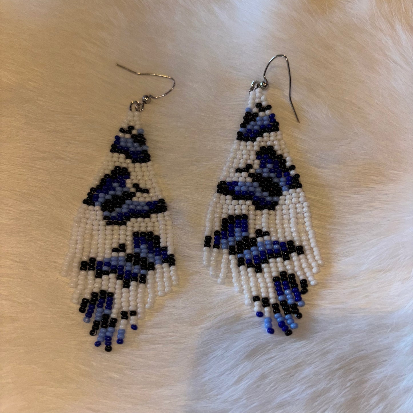 Blue Butterfly Fringe Earrings - Doreen Scow