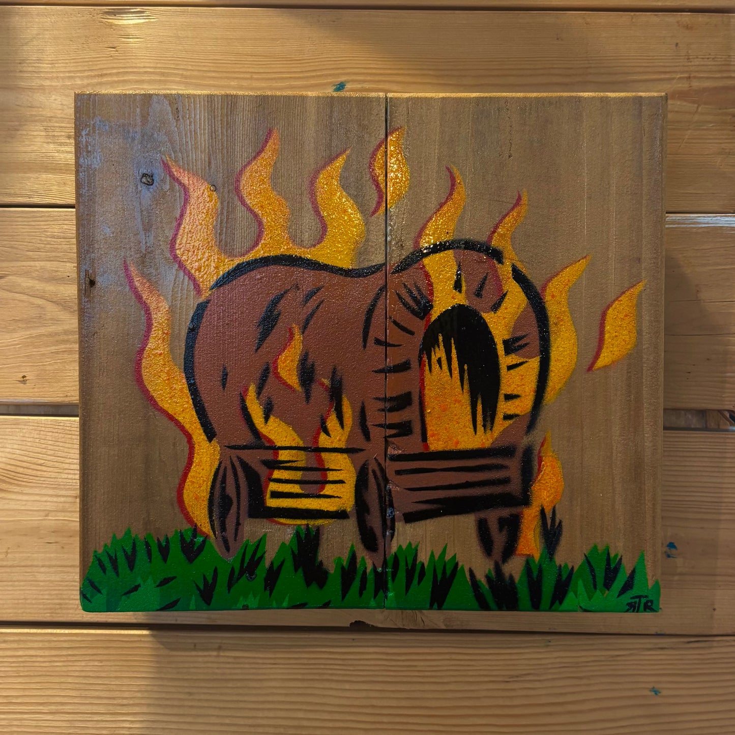 Wagon Burning - Painting - Randy Babichuk