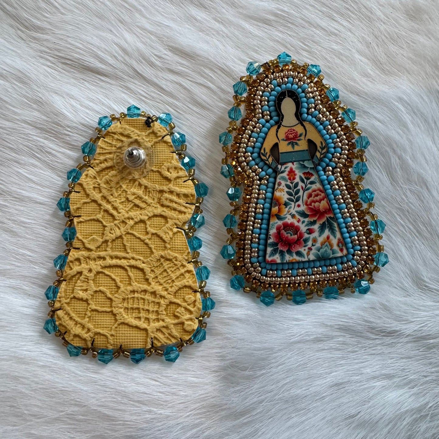 Flower Dress Flat Stitch Earrings