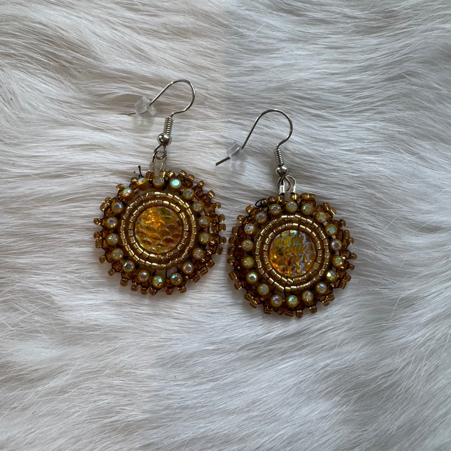 Iridescent Flat Stitch Earrings - Various Colours