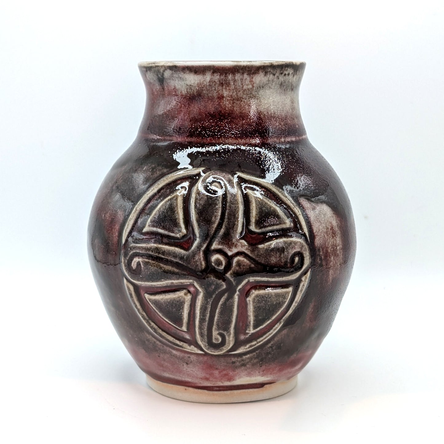 Chickasaw Medicine Wheel Copper Red Ceramic Vase