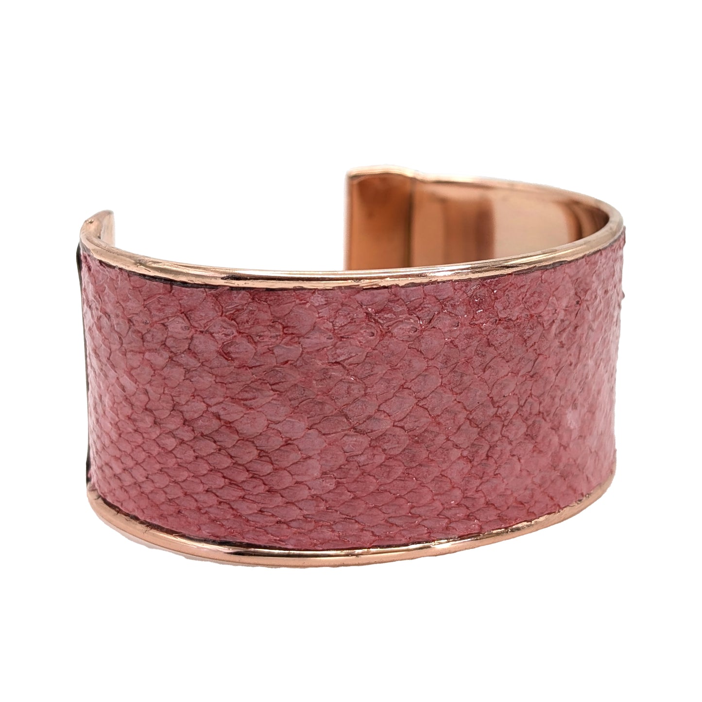 Rose Gold & Pink Medium Salmon Leather Bracelet