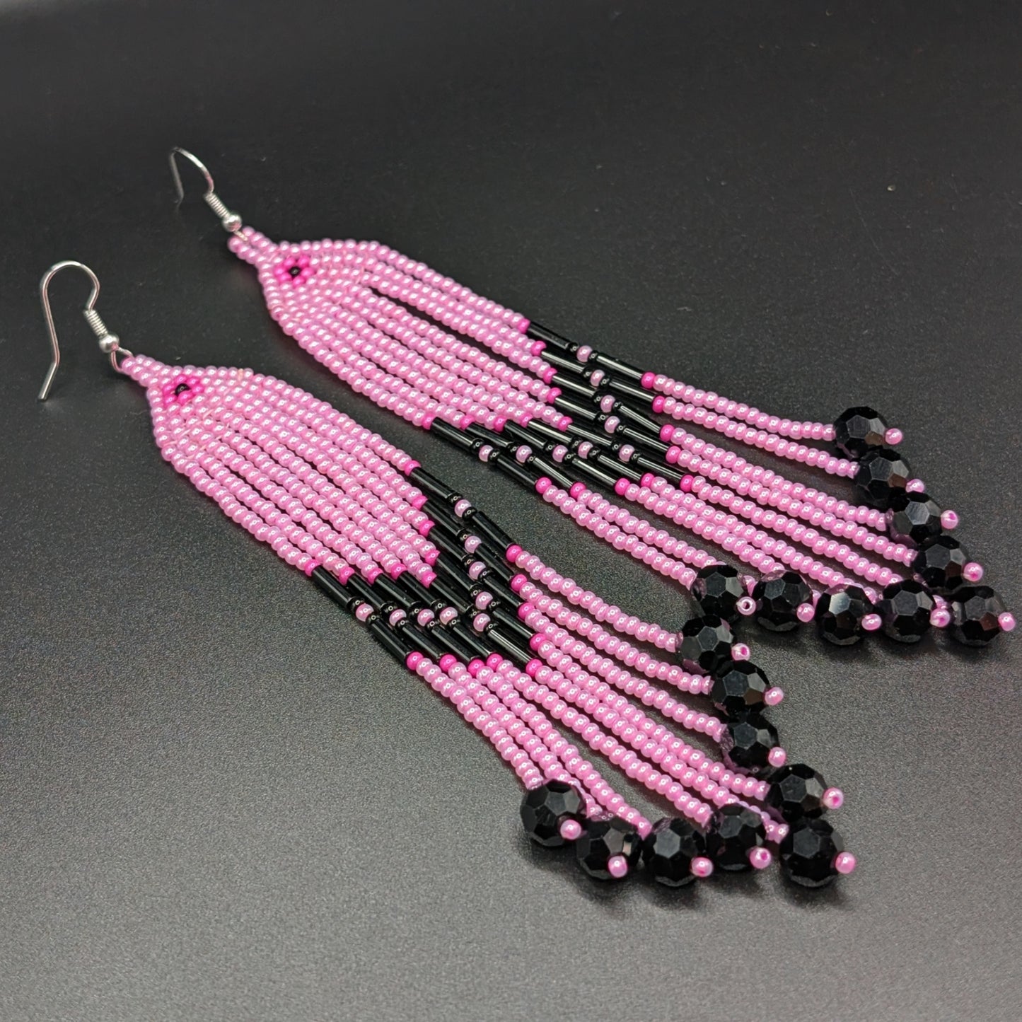 "Pink Bloom" Fringe Earrings