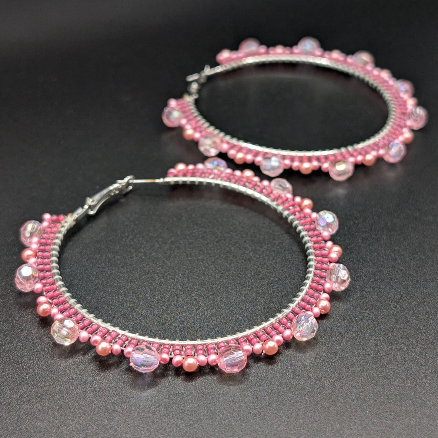 "Pink Bliss" Beaded Hoop Earrings