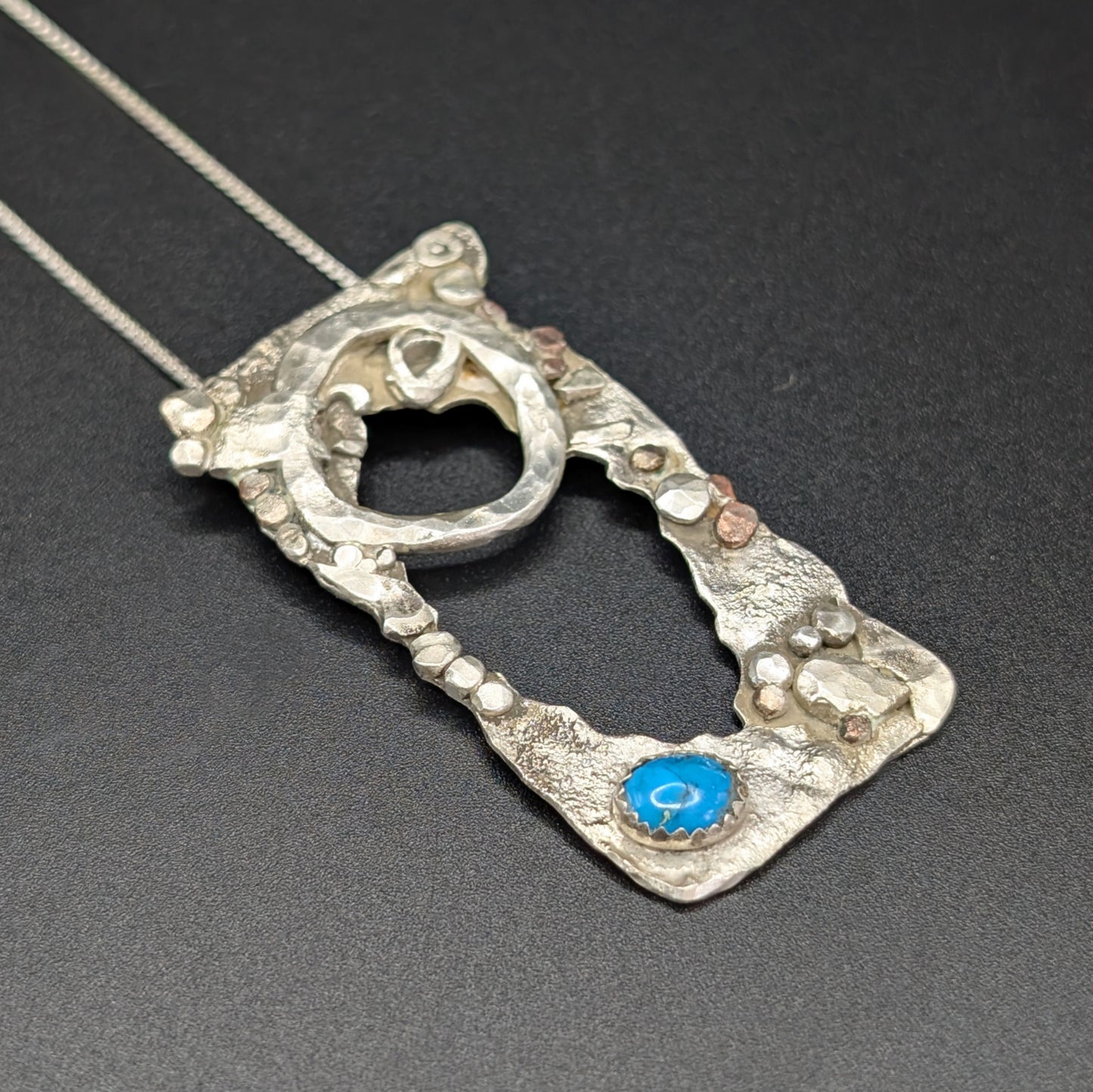 "Window on the Moon" Sterling Silver Necklace with Turquoise Inlay