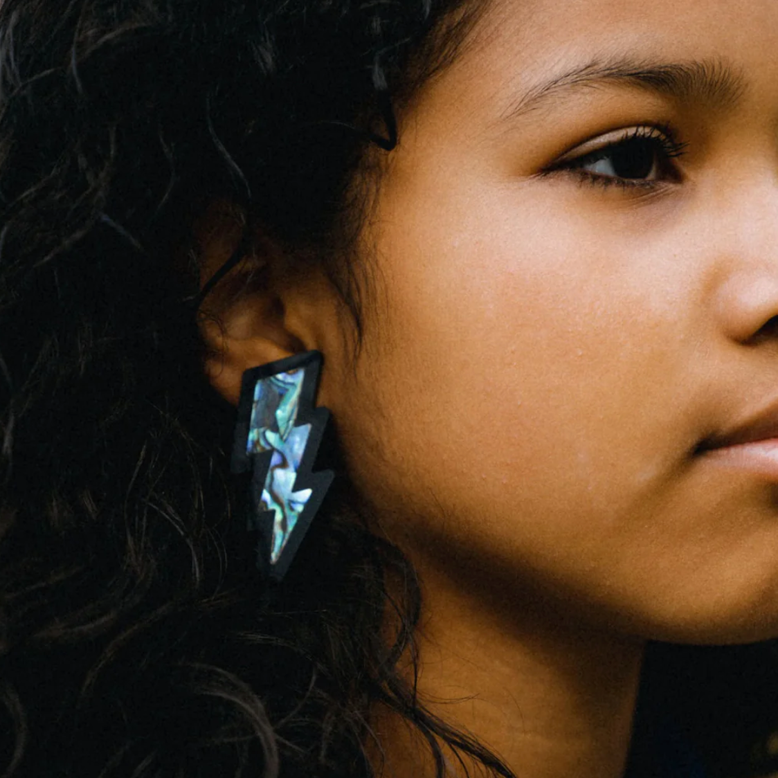 Lightning Bolt Earrings in Black | Copper Canoe Woman