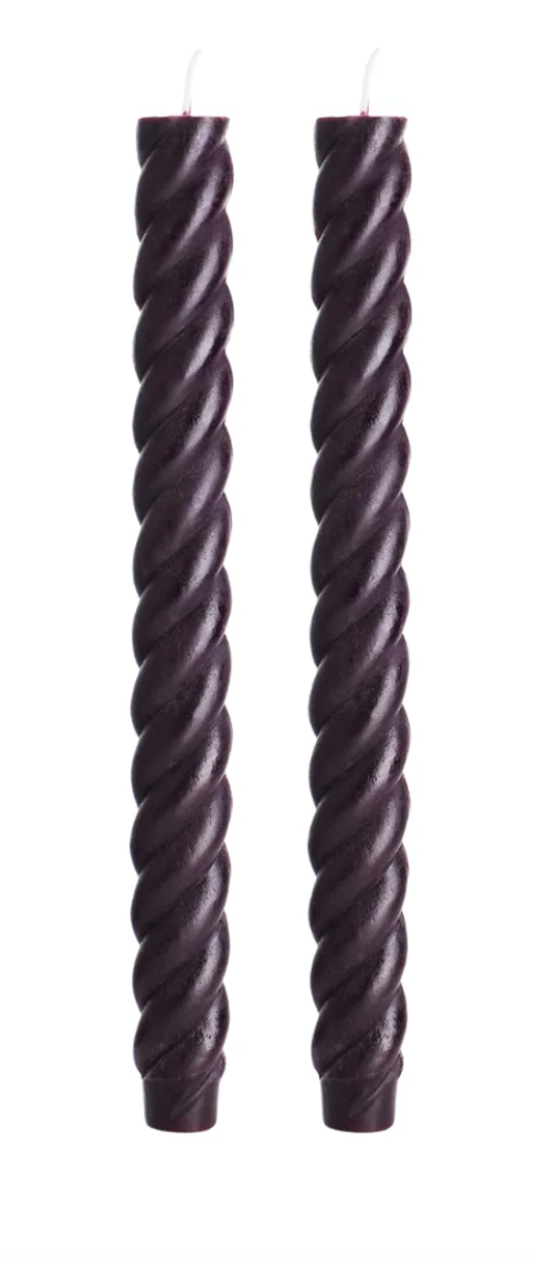"Oxblood" Taper Spiral Beeswax Candles | Crowfoot Collective