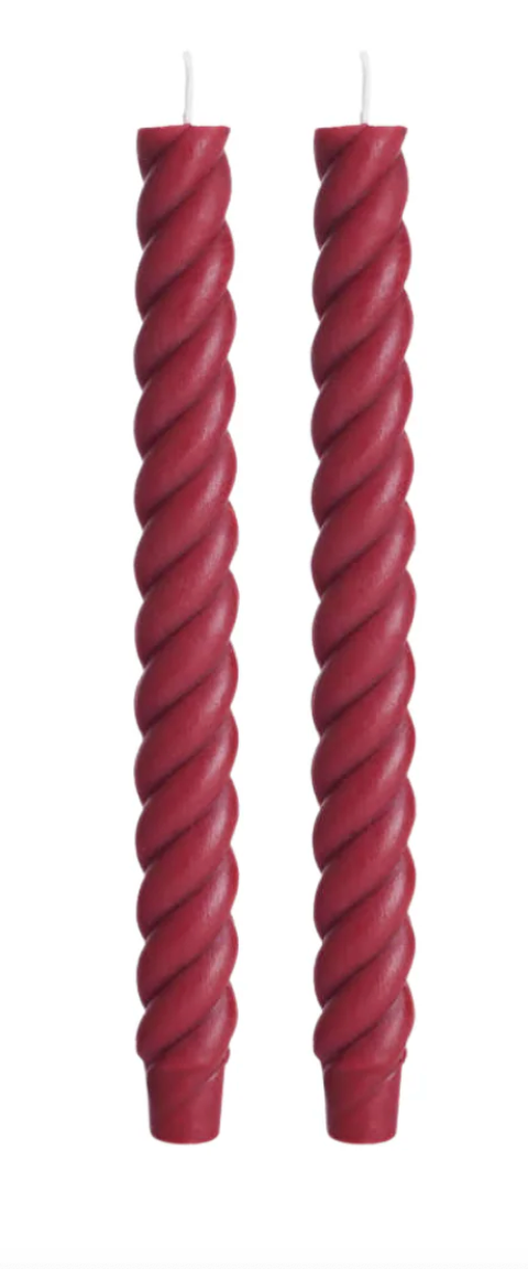 "Cranberry" Spiral Beeswax Candles | Crowfoot Collective