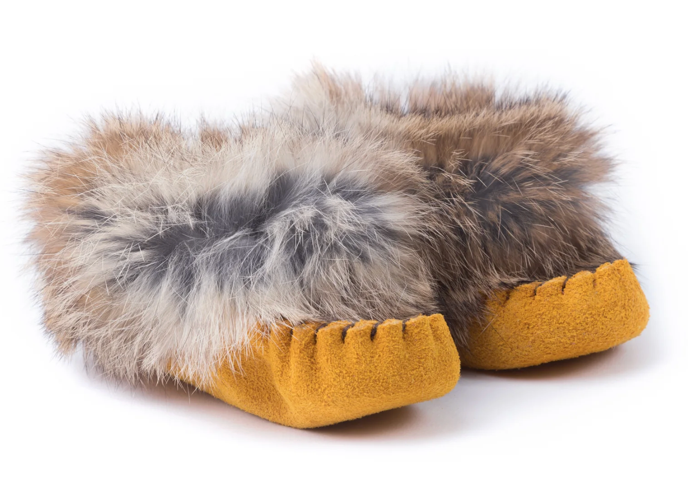 Yarënda' (rock) - Baby suede and rabbit fur tan moccasin from Bastien Industries