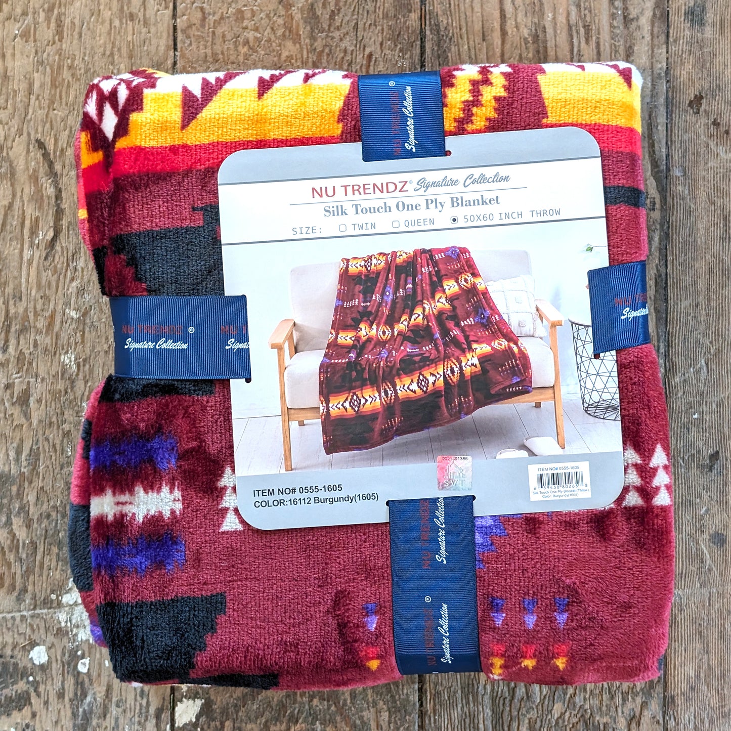 Burgundy Southwest Silk Touch Throw Blanket | NuTrendz
