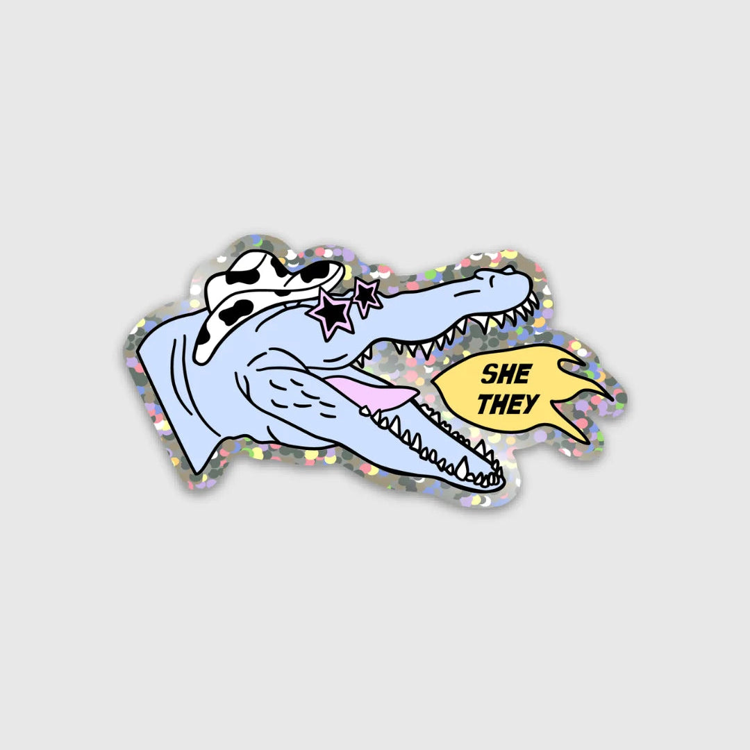 "She/They" Alligator Sticker